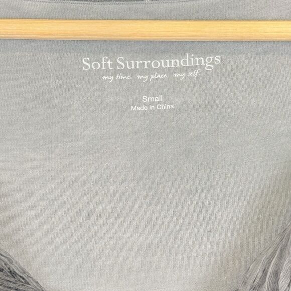 Soft Surroundings Washed Grey Silk Cowl Neck Sequin Shirt Tunic Women's Small - Picture 5 of 6